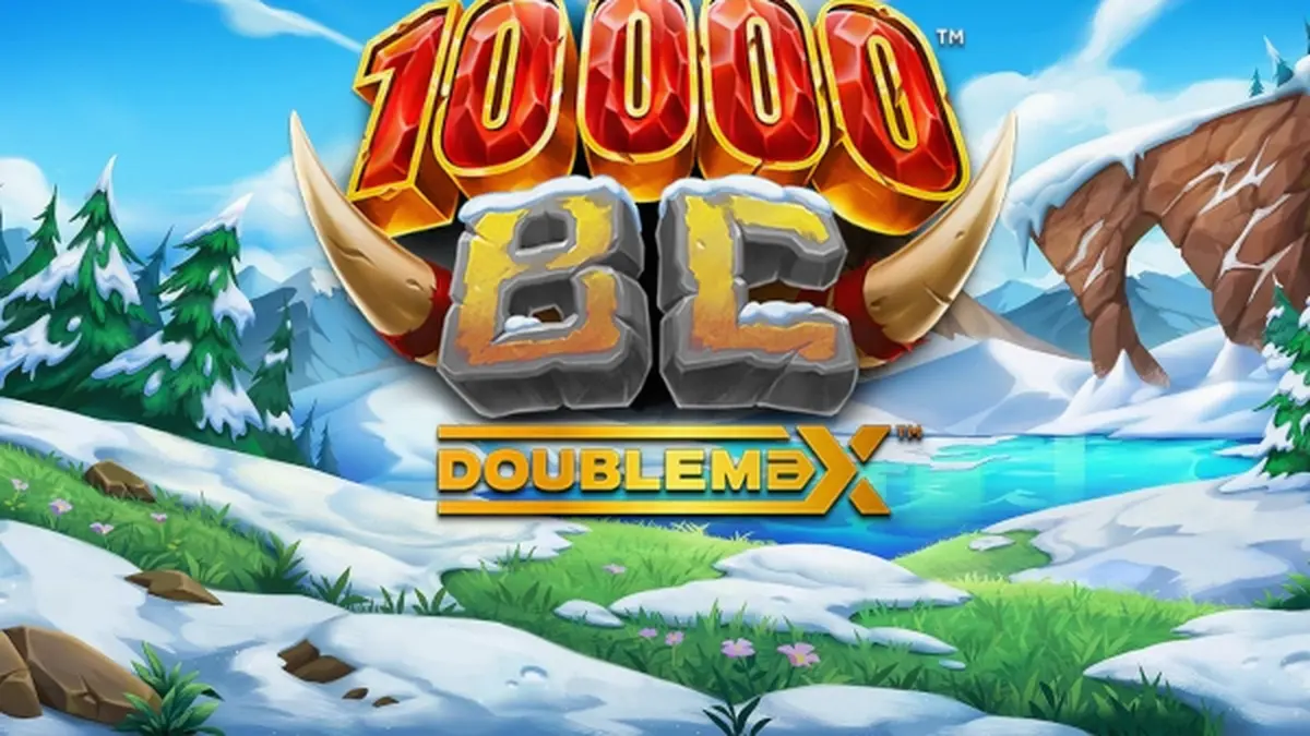 Interface do jogo 10000 BC DoubleMax com blocos gigantes e multiplicadores